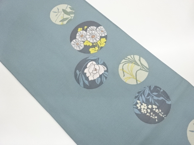JAPANESE KIMONO / FUKURO OBI / WOVEN ROUNDEL FLOWER 